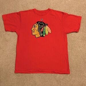 Reebok Chicago Blackhawks Patrick Sharp Hockey T Shirt Size L Flaw Grunge